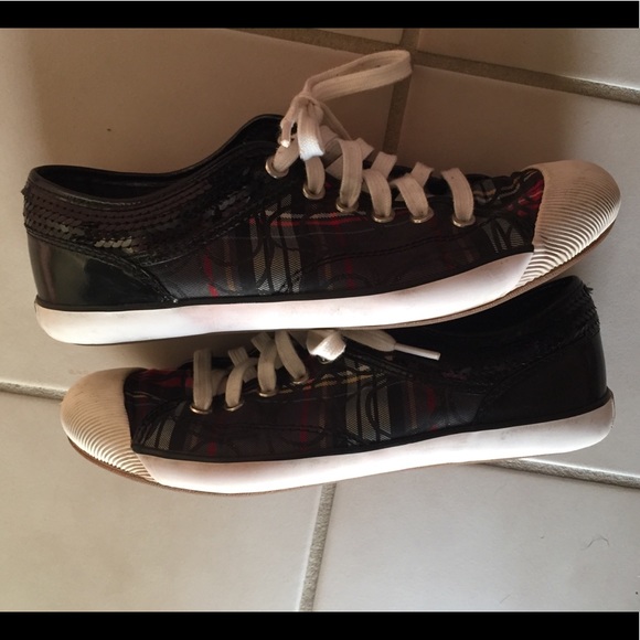 COACH Zorra Multi-Plaid Sneakers Sparkle size 8.5 - Picture 7 of 8